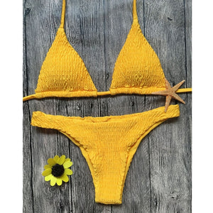 two-piece vitality low waist bikini push-up bra straps swimwear set quick-drying